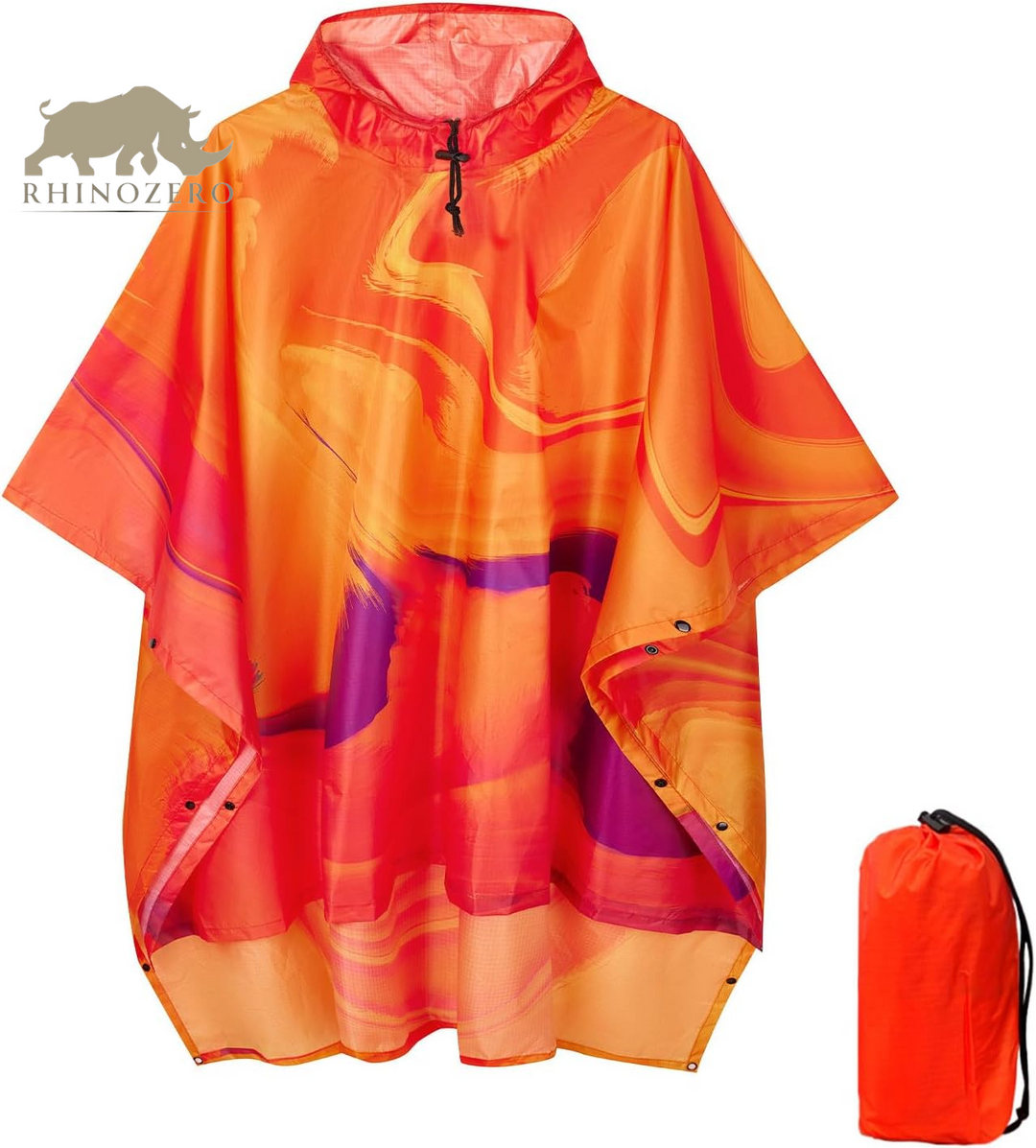 Waterproof Lightweight Reusable Hooded Poncho - Unisex Raincoat for Hiking, Camping, and Emergency Use