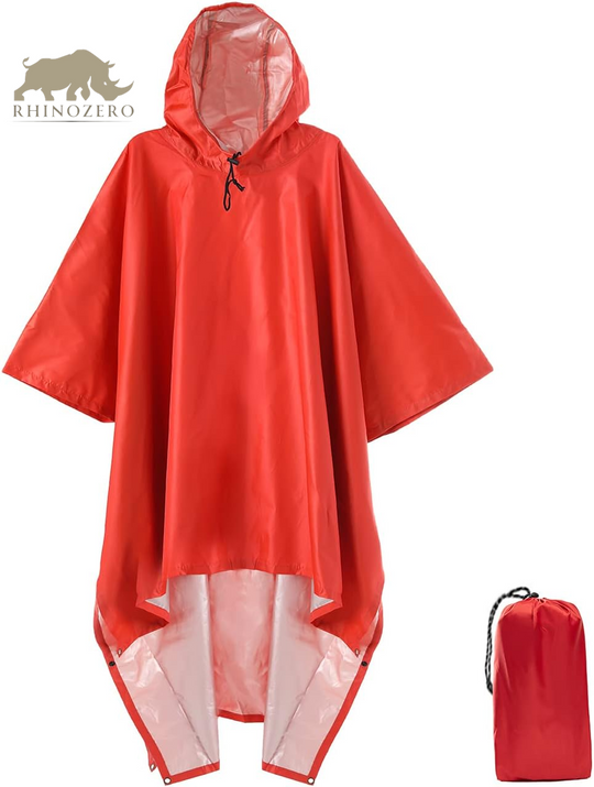 Waterproof Lightweight Reusable Hooded Poncho - Unisex Raincoat for Hiking, Camping, and Emergency Use