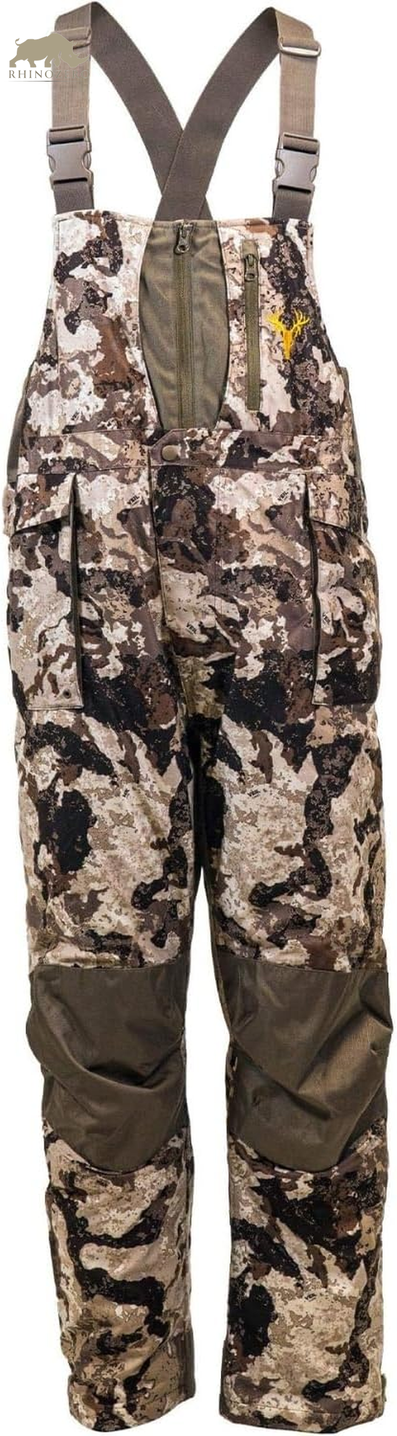 Men's Elite Camo Waterproof Hunting Bibs - Insulated Camouflage Overalls for Cold Weather Conditions