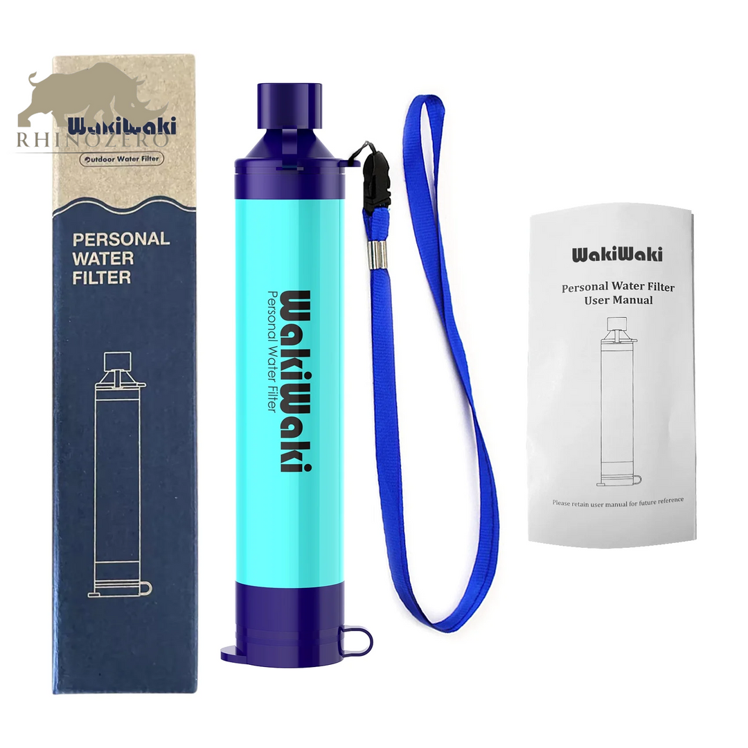 Portable Personal Water Filter Straw - Essential Water Purifier for Hiking, Camping, and Travel (Blue)